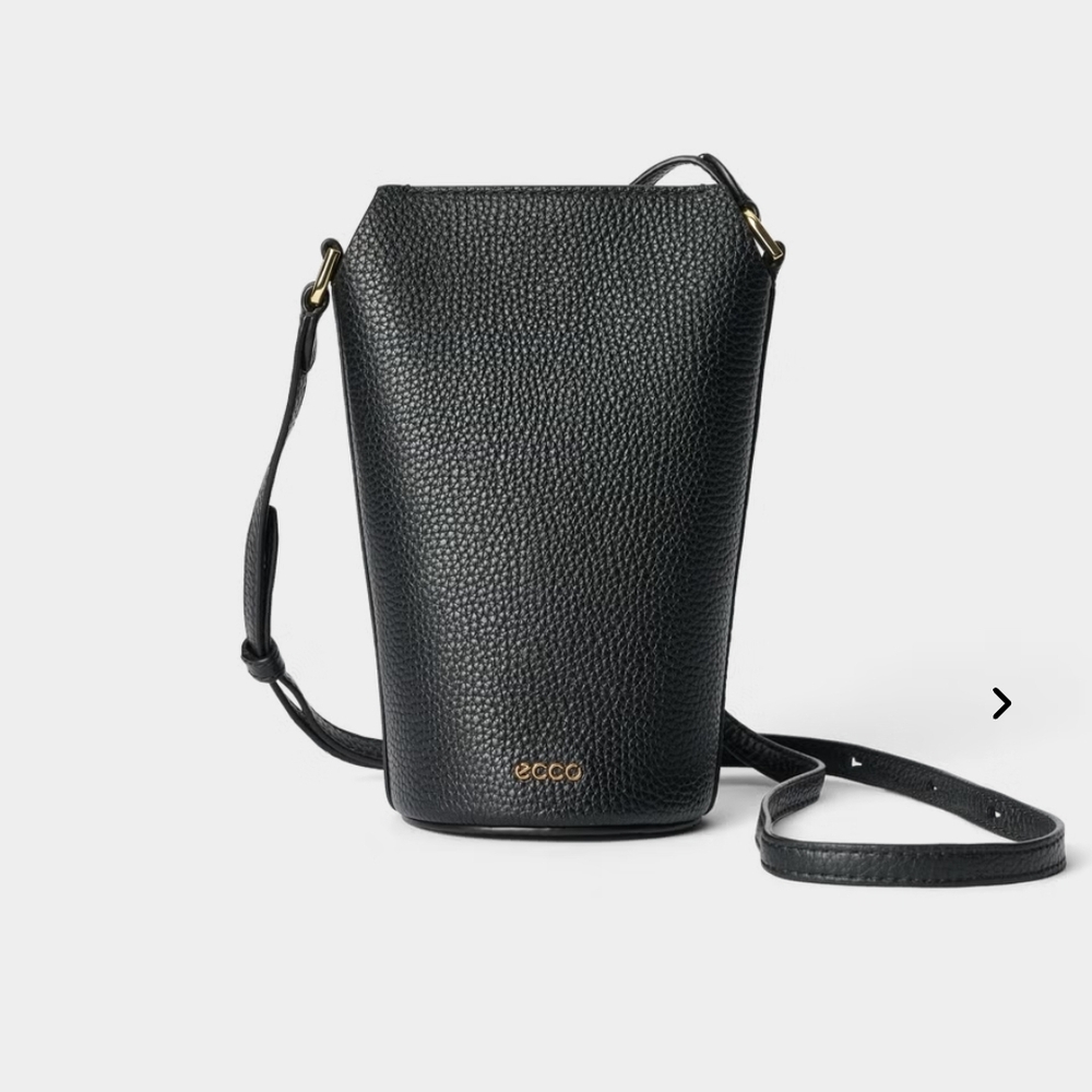 Ecco Black Crossbody Bag with Adjustable Strap and Sleek Design